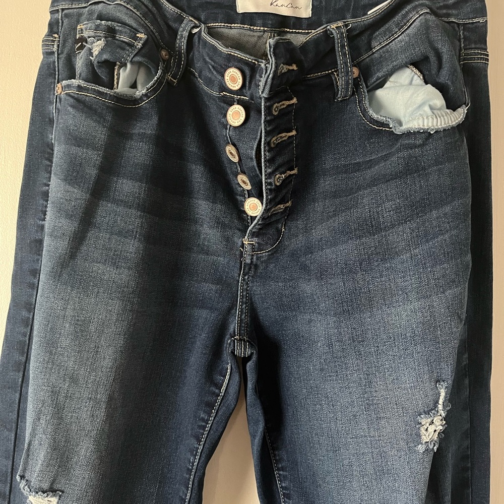 Blue Skinny Jeans with Faded Distressing